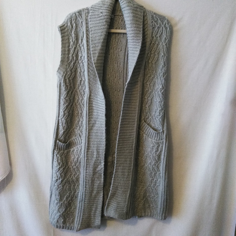 Boston Proper Large Gray Open Cardigan Sweater